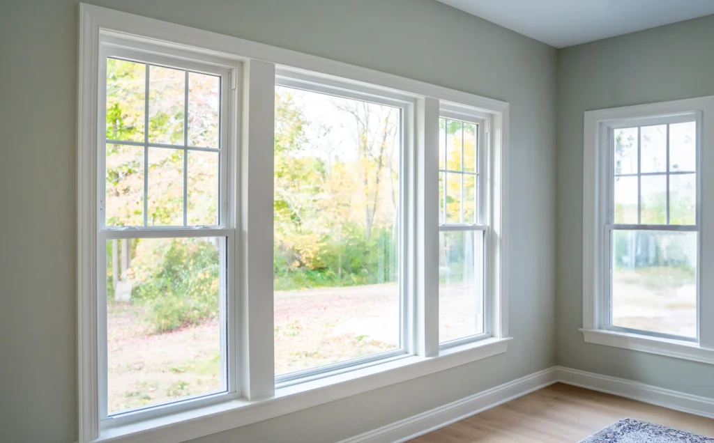 White Aspect Double Hung and Picture Window - Internal Grids