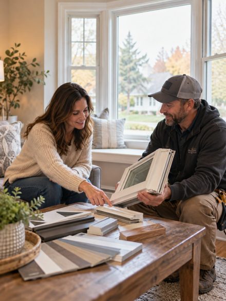 Specialists performing Window Installation at an Ada County - ID residence while checking seal and sash movement, Installer checking Window Installation alignment inside an Eagle - ID home during a replacement project