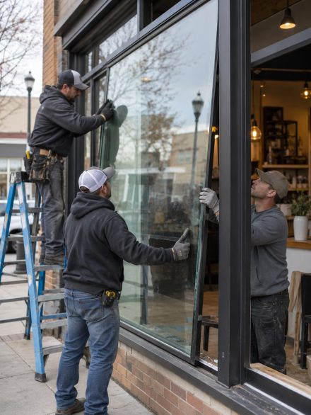 Window Installation in Buhl - ID as installers level a new bedroom window frame, Window Installation in Middleton - ID underway as installers level a new bedroom window before sealing