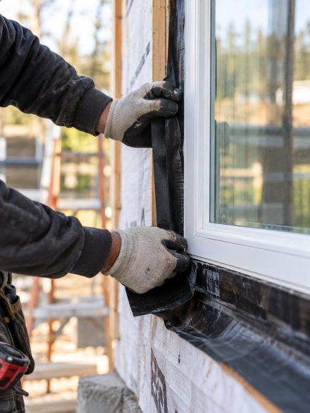 Window Installation in Filer - ID as a crew sets a new insulated window in place, Window Installation in Parma - ID in progress as a crew aligns a new living room window